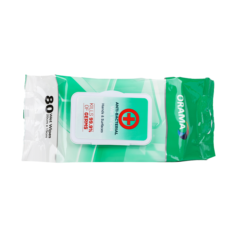 OEM Anti-bacterial surface cleaning wipes 80pcs in pack with lid household grade disinfecting kills 99.9% of germs alcohol free