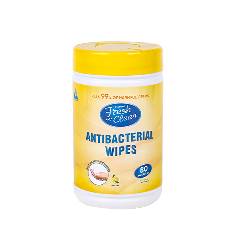 Private label anti-bacterial cleaning wet wipes 80pcs in canisters household cleaning wipes kill 99.9% of harmful germs
