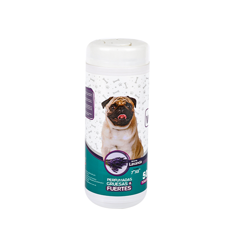OEM Deodorizer tissues 50pcs in canister pet cleaning wet wipes natural fresh lavender scent for pet use